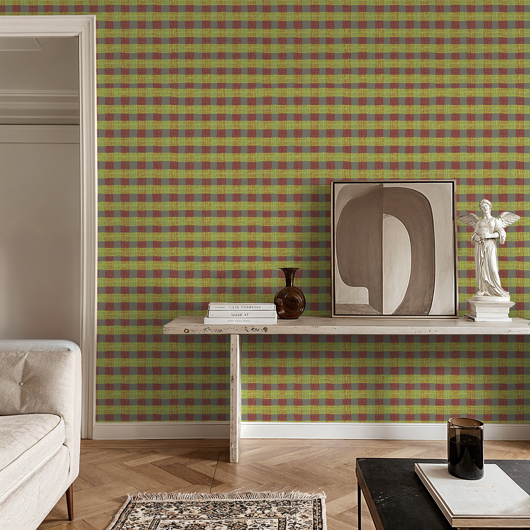 Buffalo plaid bright yellow