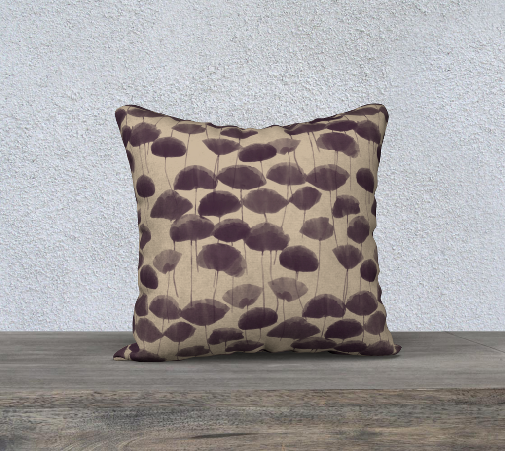 falling ginko in plum throw pillow 18in