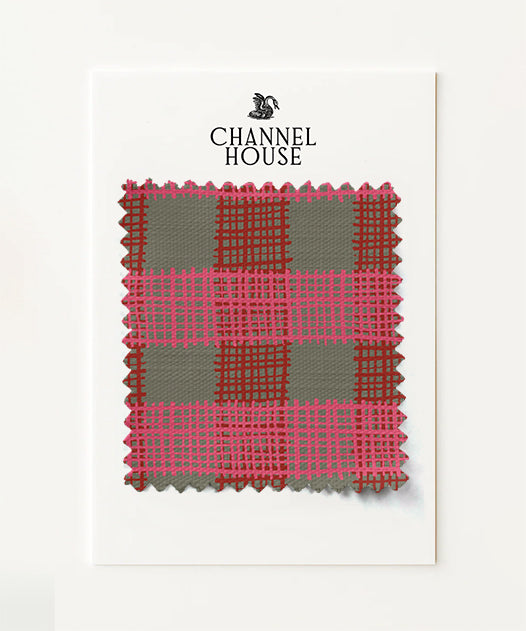 Buffalo plaid in pink red and sage fabric