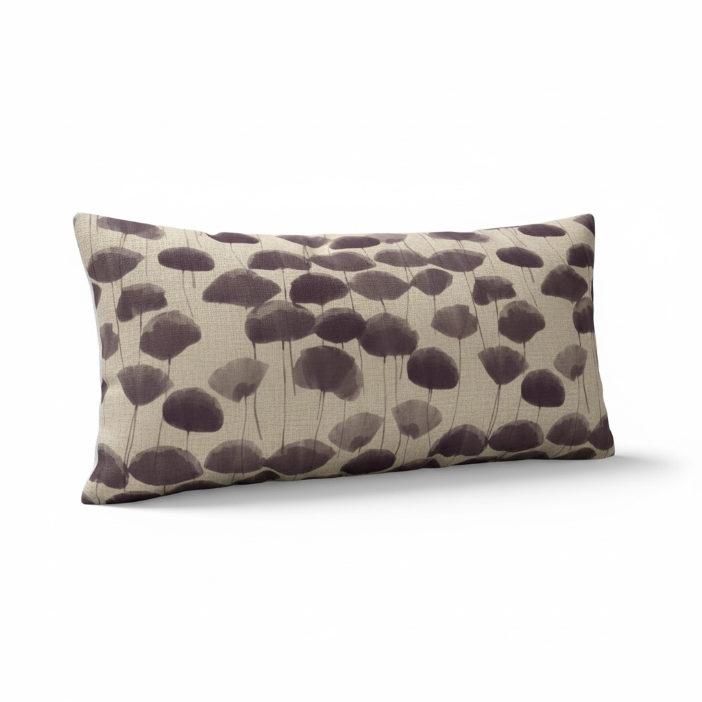 Decorative bolster pillow with a floral pattern, gingko pattern decorative pillow