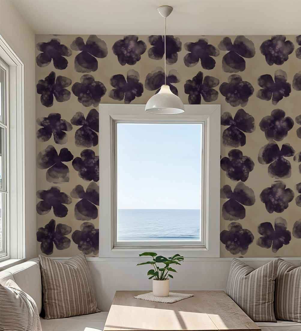 Pressed pansies sandstone and eggplant