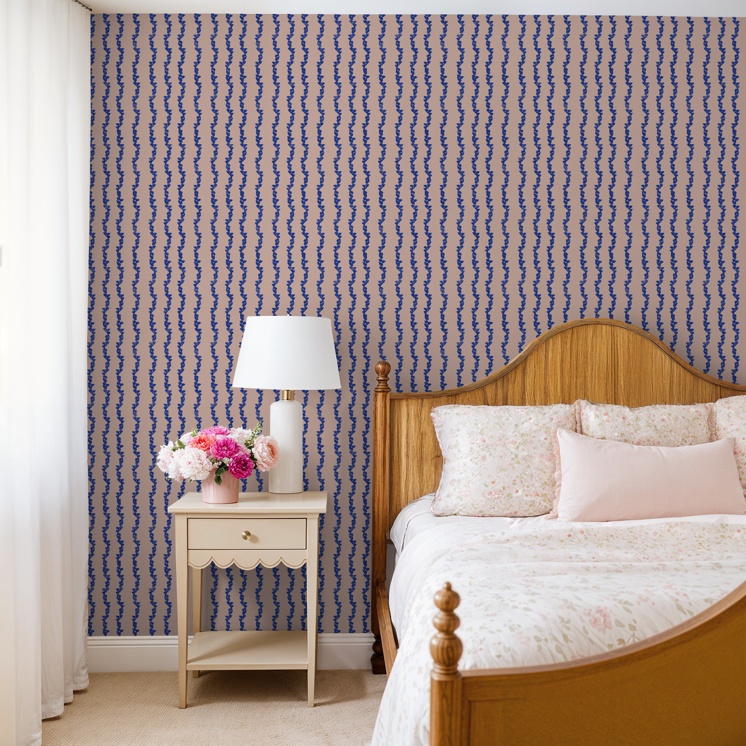 Delicate leaves on pink