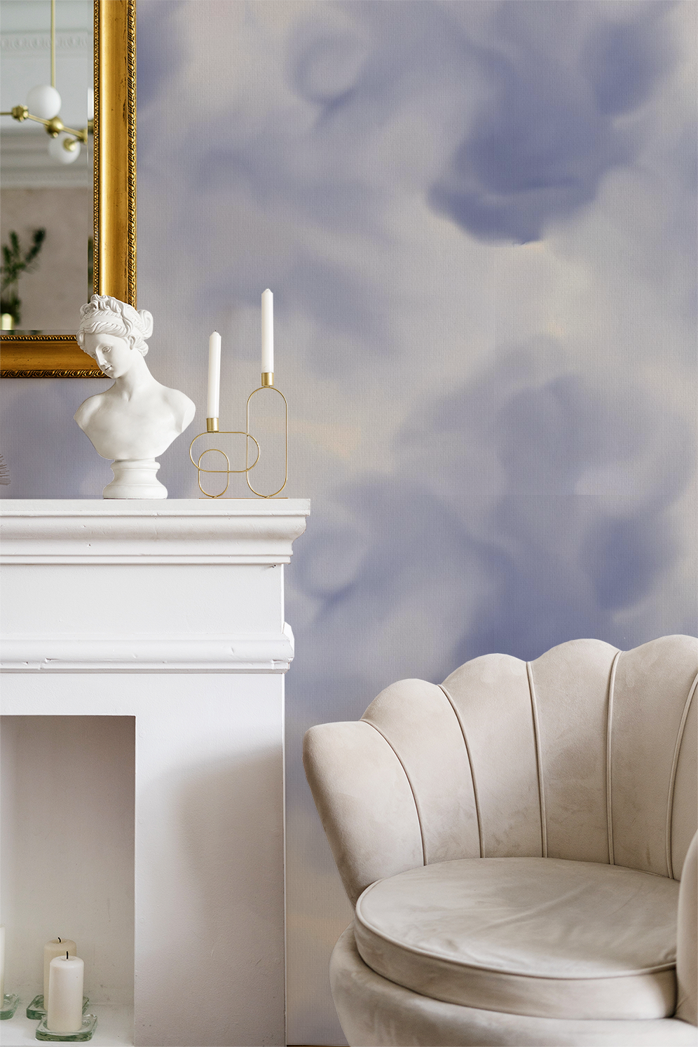 Summer Clouds Metallic Wallpaper