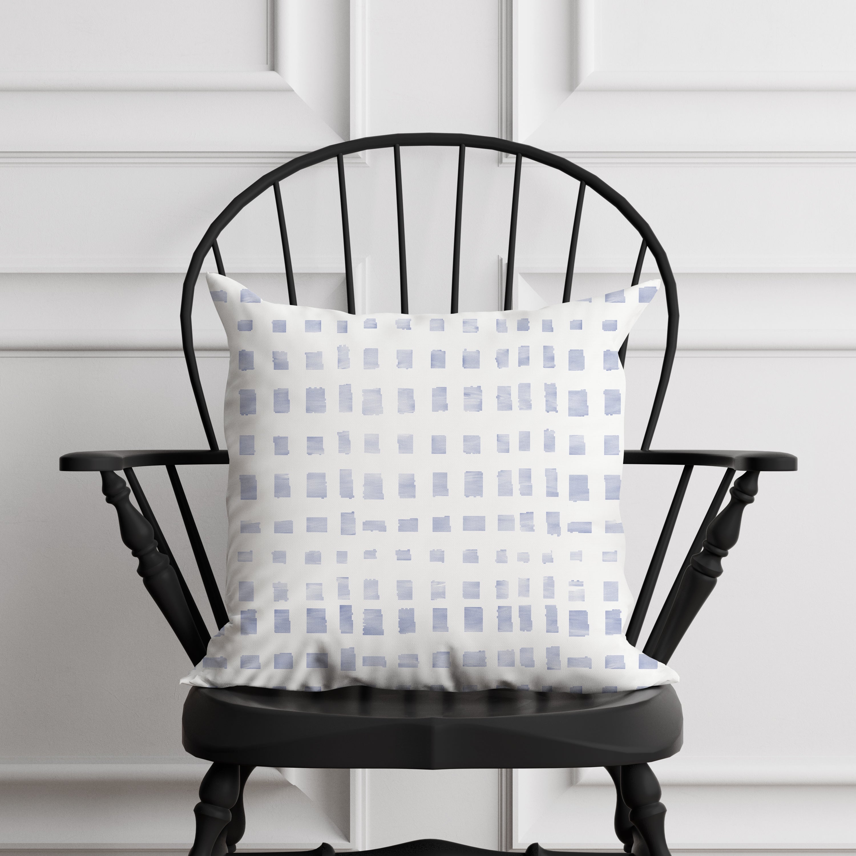 Washed squares in light blue 22in throw pillow