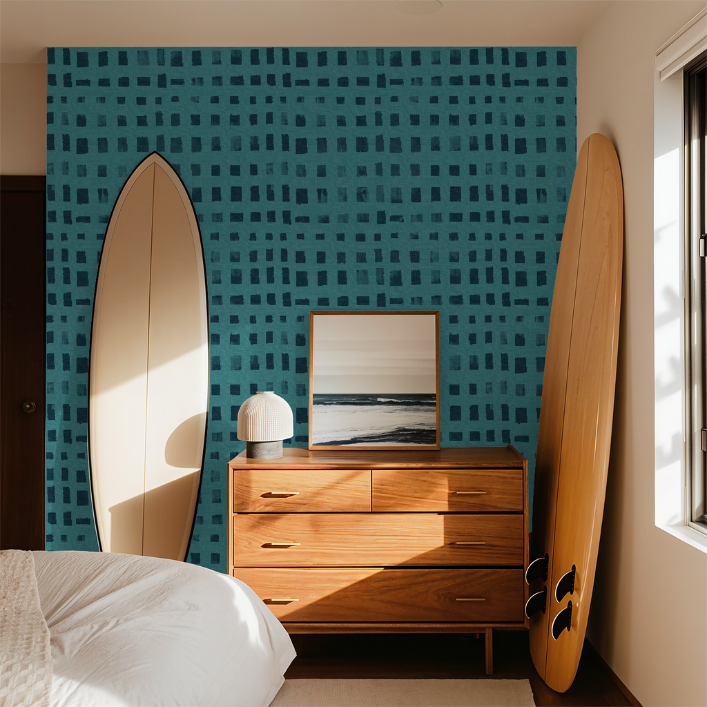 Washed squares in teal