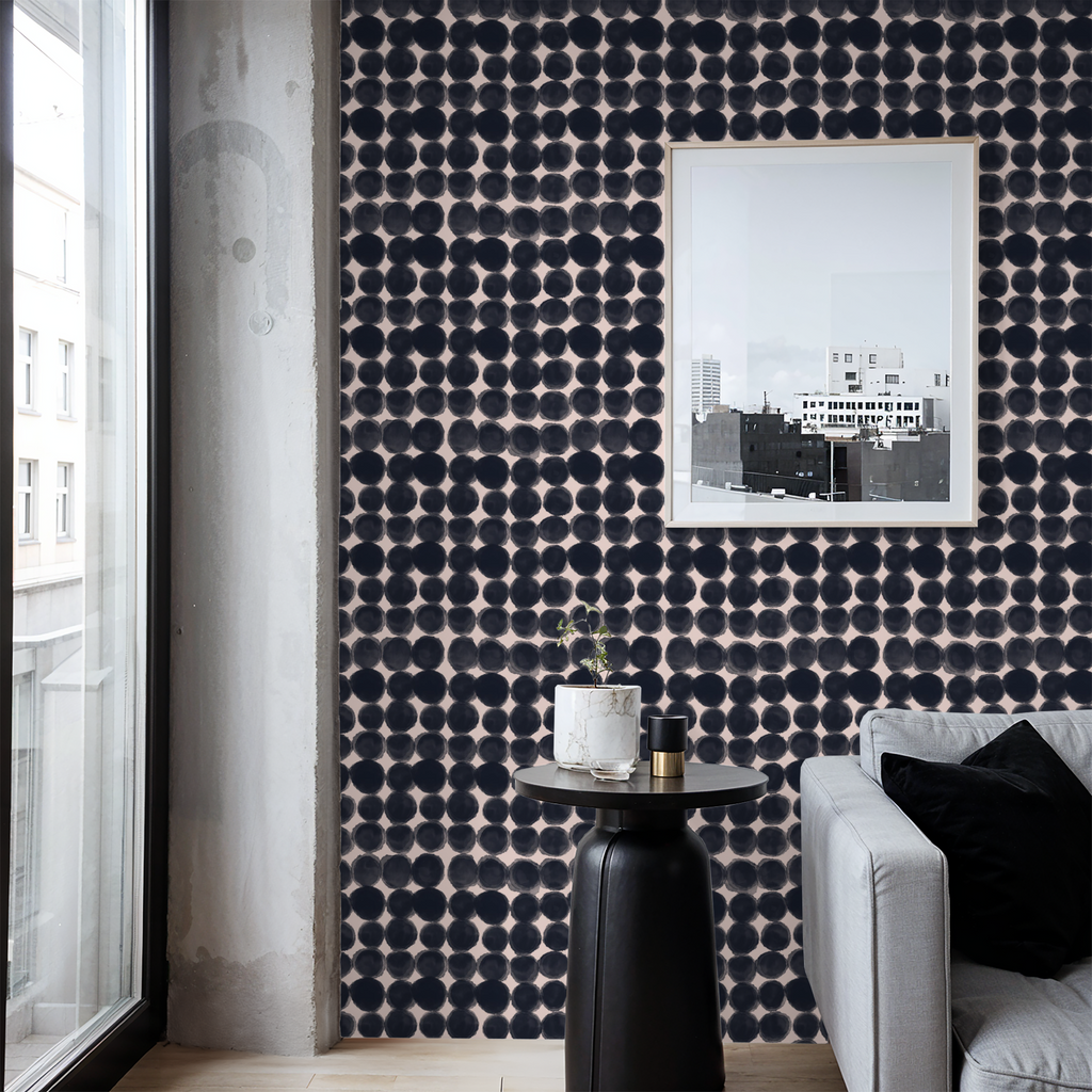 Watercolor dots in black and pink