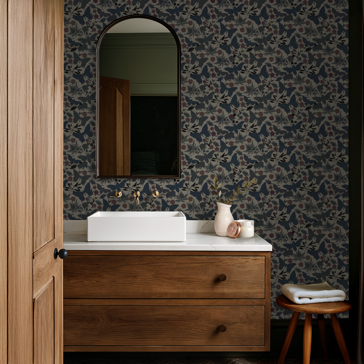 Butterfly flutters in blue