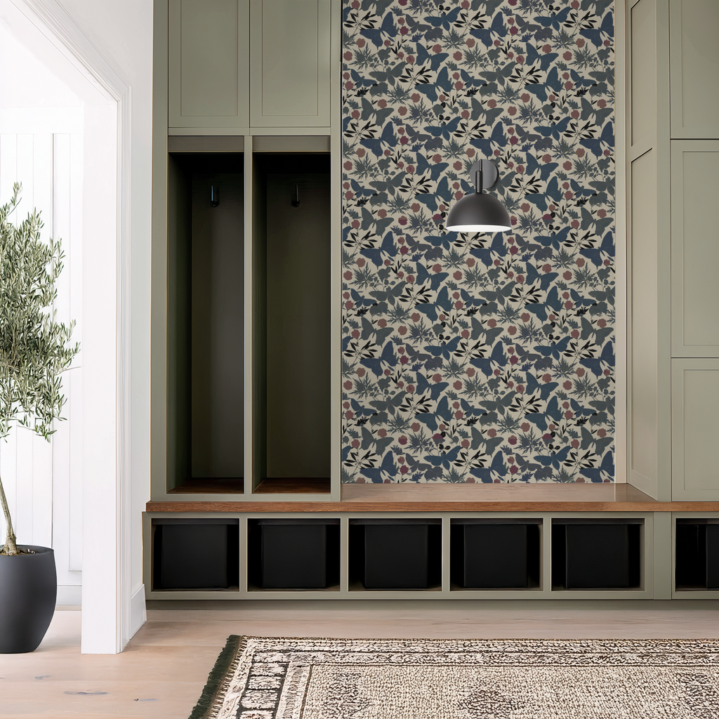 Butterfly flutters in blue