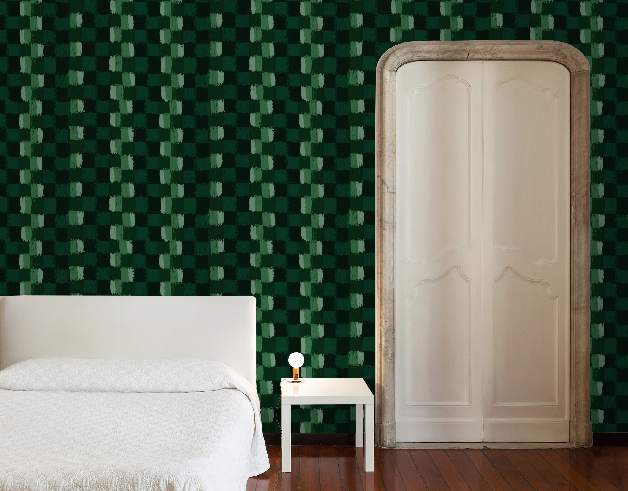 Quilted scratches in greens