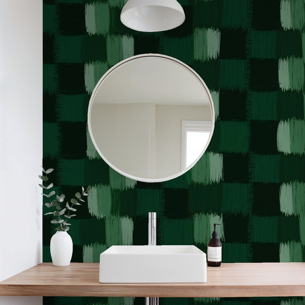 Quilted scratches in greens