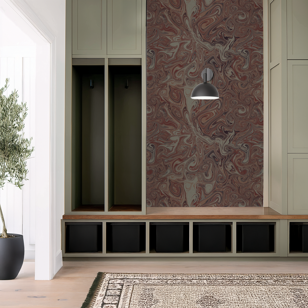 Marbled mineral peach wallpaper