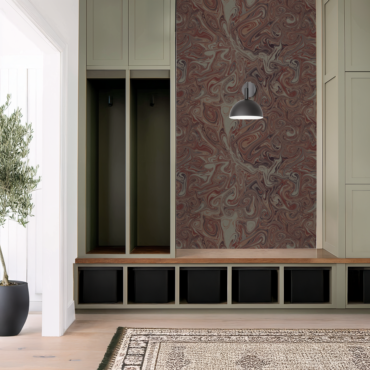 Marbled mineral peach wallpaper