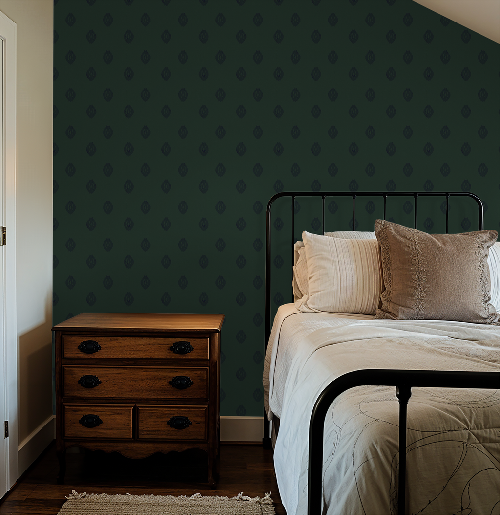 Preppy ikat blue & green wallpaper