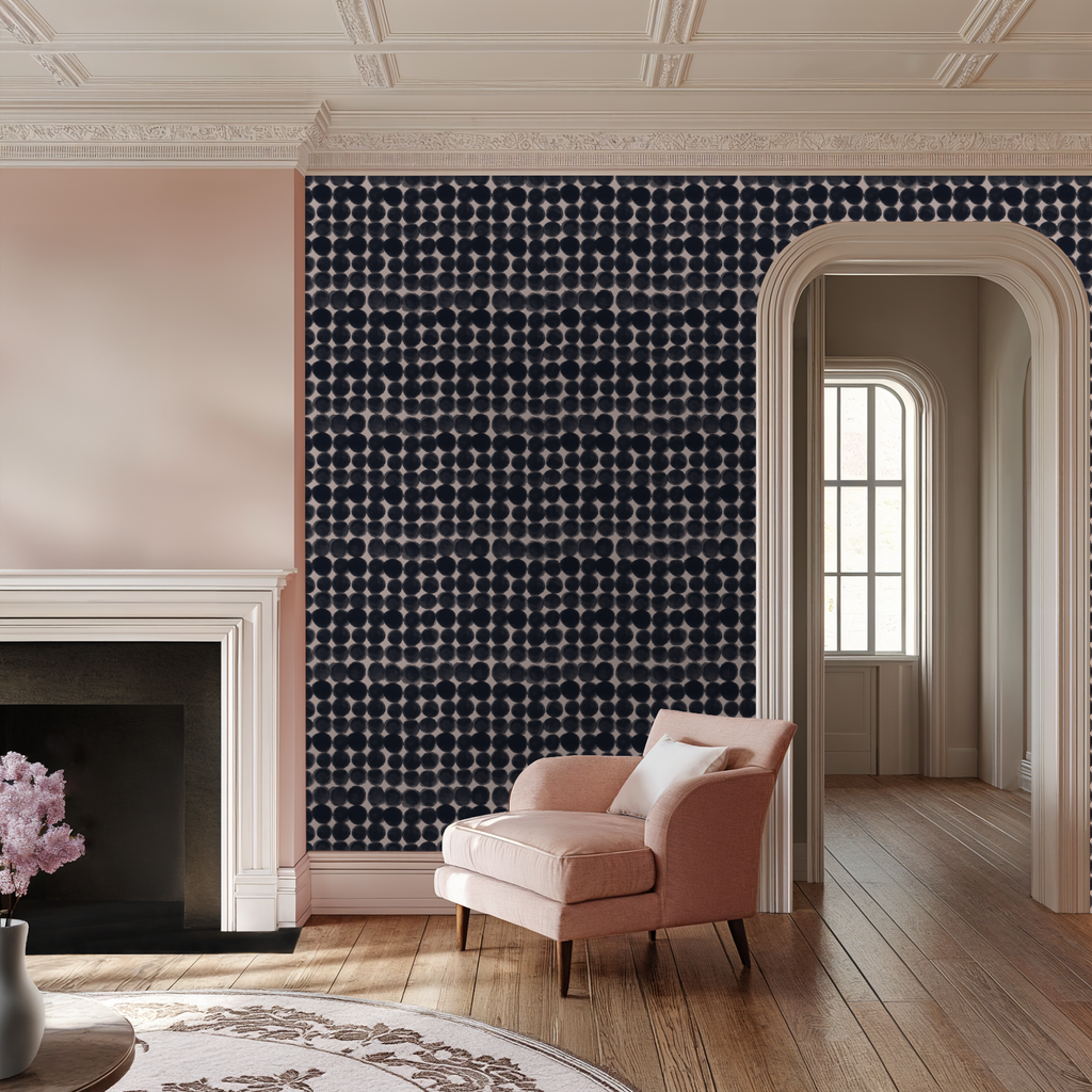 Watercolor dots in black and pink